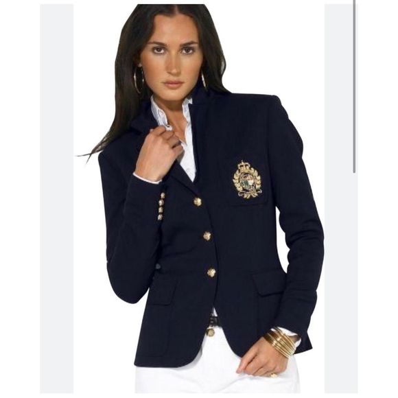 Ralph Lauren Jacket Womens 6 Navy Three Gold Buttons Preppy Blazer - Picture 14 of 14